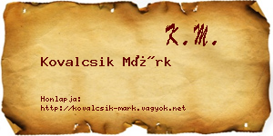 Kovalcsik Márk névjegykártya